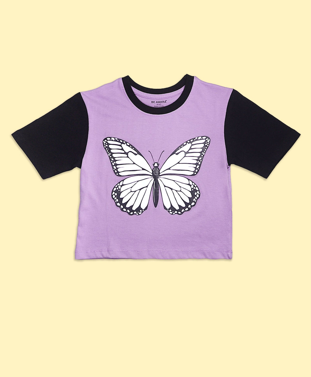 Girls Color Block Butterfly Graphic Print Oversized T-Shirt & Binding Shorts Set