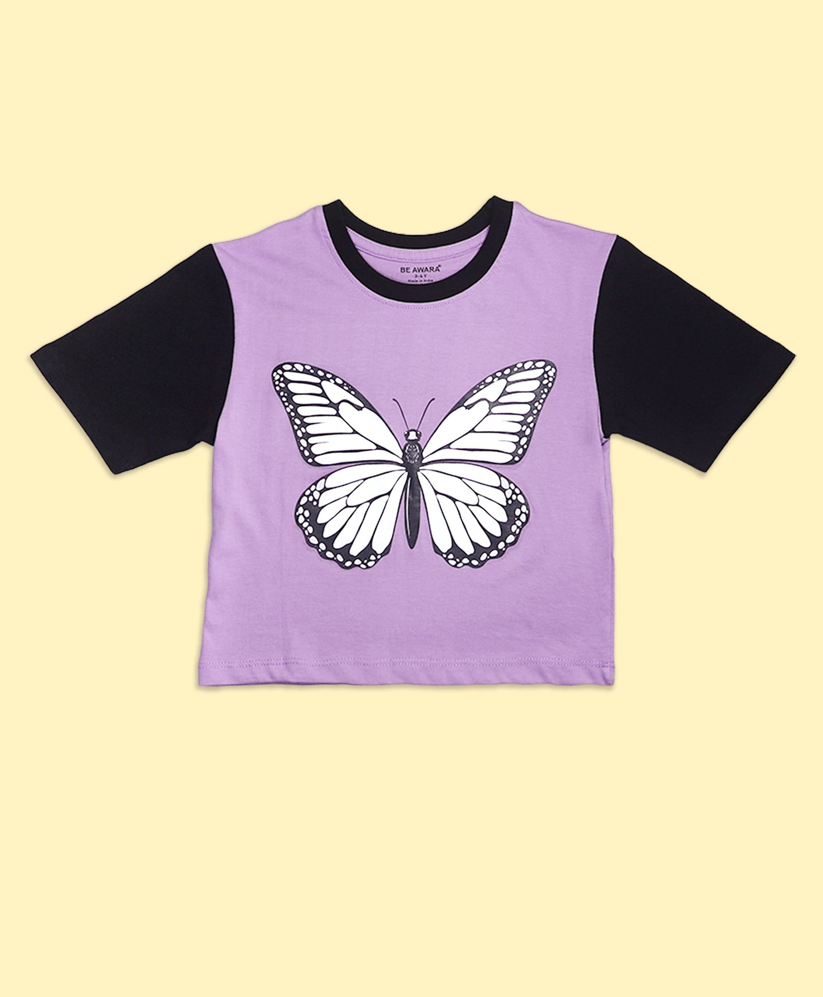 Girls Color Block Butterfly Graphic Print Oversized T-Shirt & Binding Shorts Set