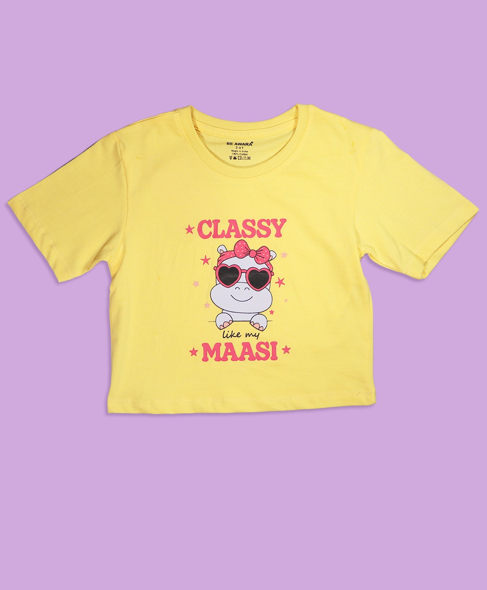 Girls Classy Like My Maasi Print Oversized Crop T-Shirt & Shorts Set