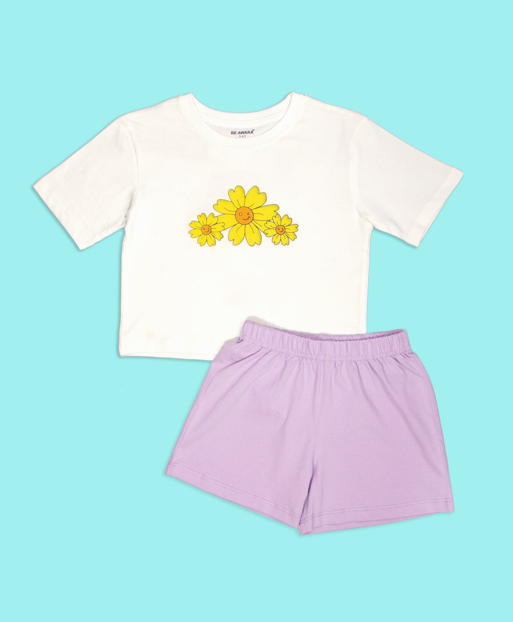 Girls Good Vibes Back Print Oversized T-Shirt And Shorts Set