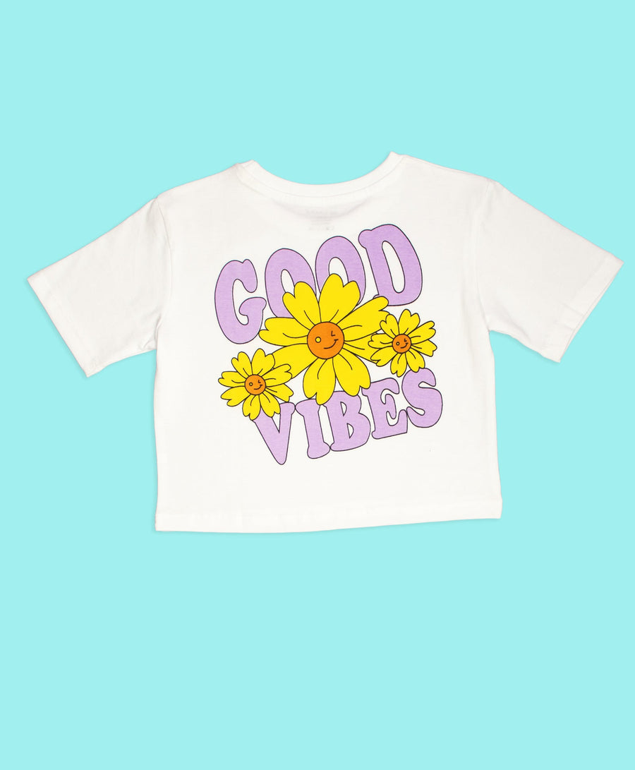 Girls Good Vibes Back Print Oversized T-Shirt And Shorts Set