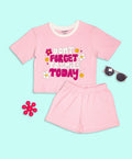 Girls Don’t Forget To Smile Today Print Oversized T-Shirt & Shorts Set