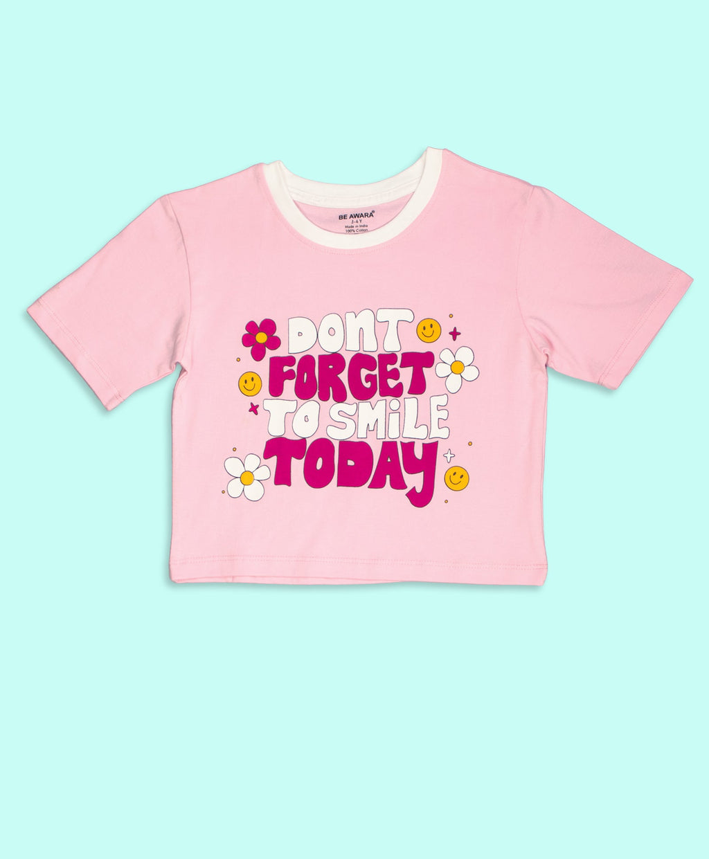 Girls Don’t Forget To Smile Today Print Oversized T-Shirt & Shorts Set