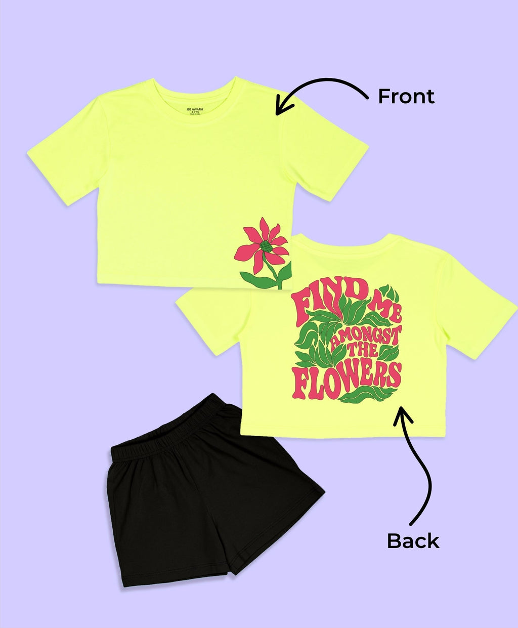 Girls Find Me Amongst The Flowers Graphic Print Oversized T-Shirt & Shorts Set