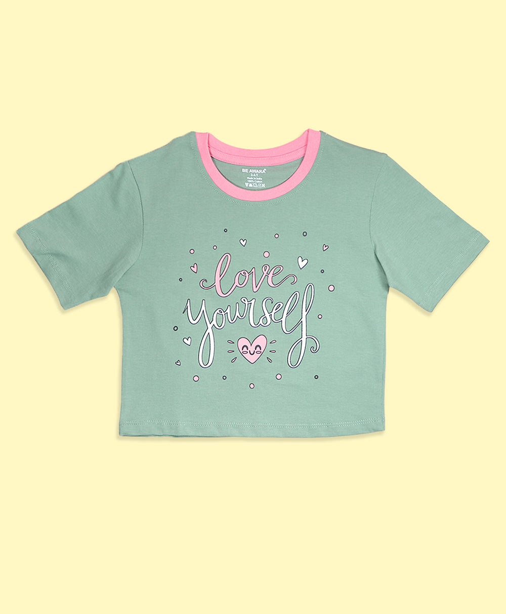 Girls Love Yourself Graphic Print Oversized T-Shirt & Shorts Set