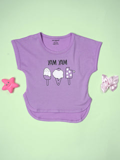 Girls Yam Yam Print Half Sleeves Top
