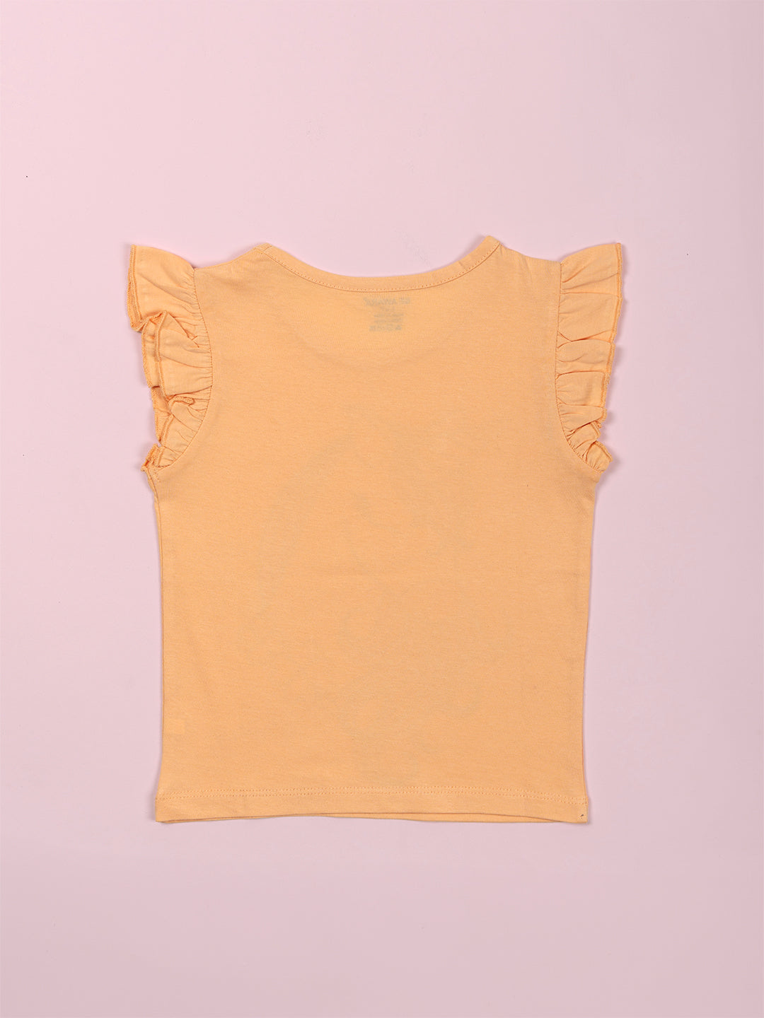 Girls Unicorn Print Ruffle Trim Flared Sleeves Top