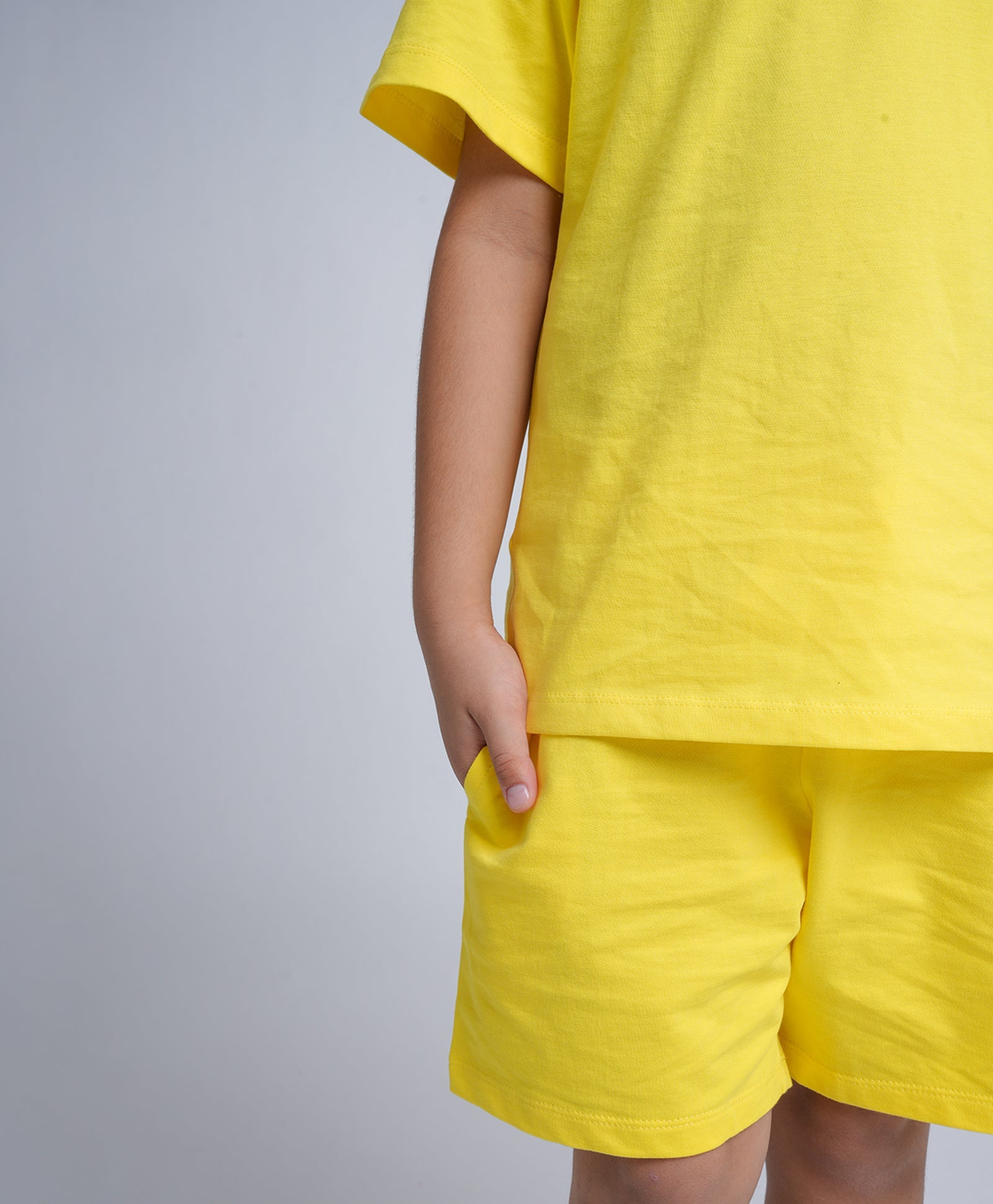Illuminating Yellow Drop Shoulder T-Shirt & Shorts Set