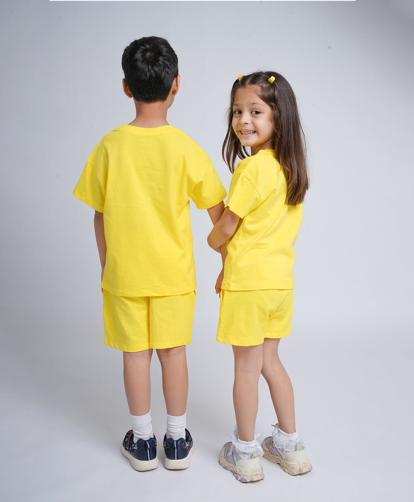 Illuminating Yellow Drop Shoulder T-Shirt & Shorts Set