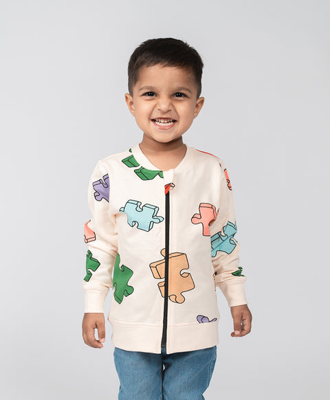 Kids Puzzle Print Bomber Jacket