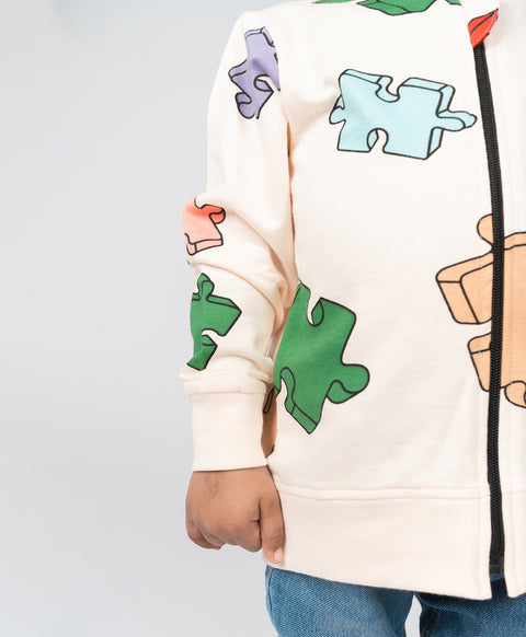 Kids Puzzle Print Bomber Jacket