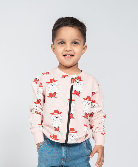 Kids Bichon Dog Print Bomber Jacket