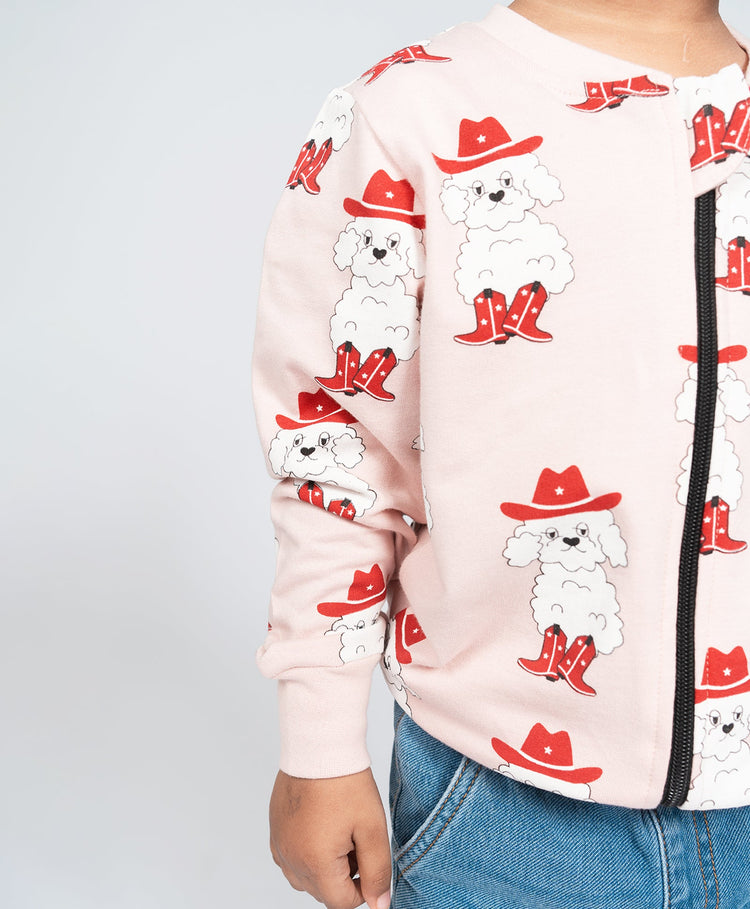 Kids Bichon Dog Print Bomber Jacket