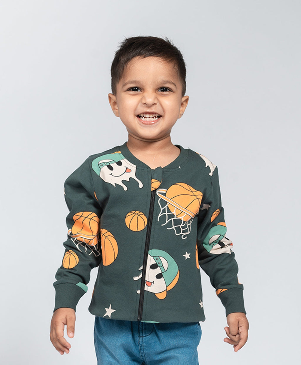 Kids Basketball Print Bomber Jacket