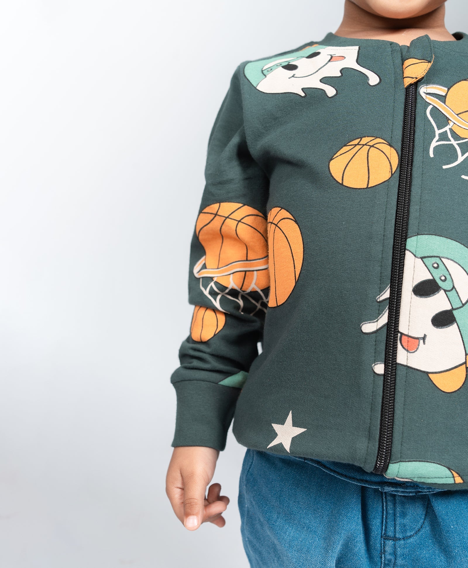 Kids Basketball Print Bomber Jacket