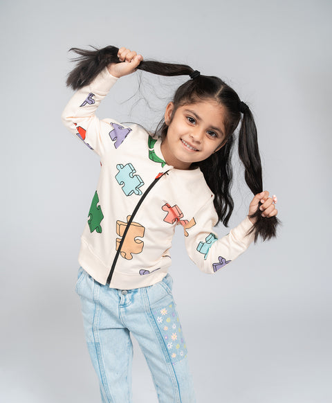 Kids Puzzle Print Bomber Jacket