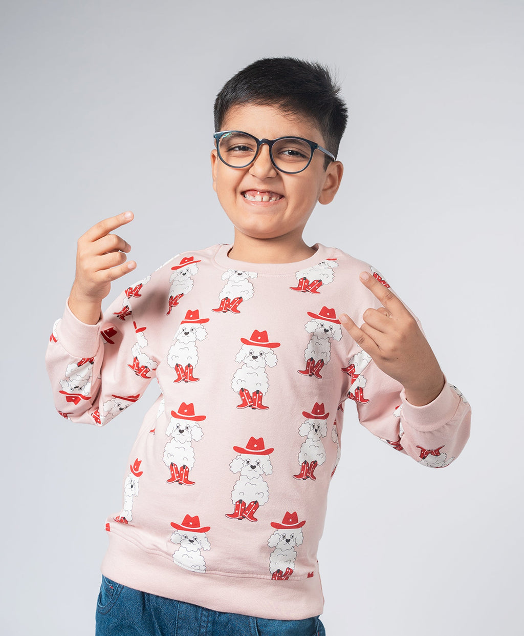 Kids Bichon Dog Print Full Sleeves Oversized Sweatshirt