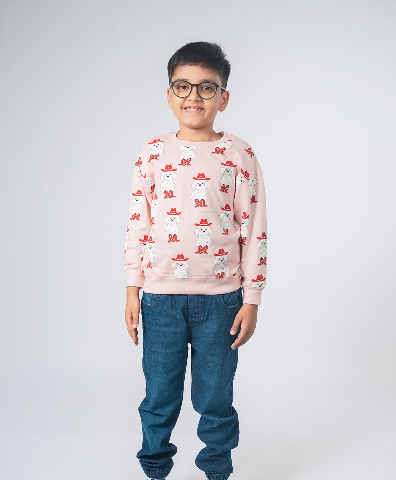 Kids Bichon Dog Print Full Sleeves Oversized Sweatshirt