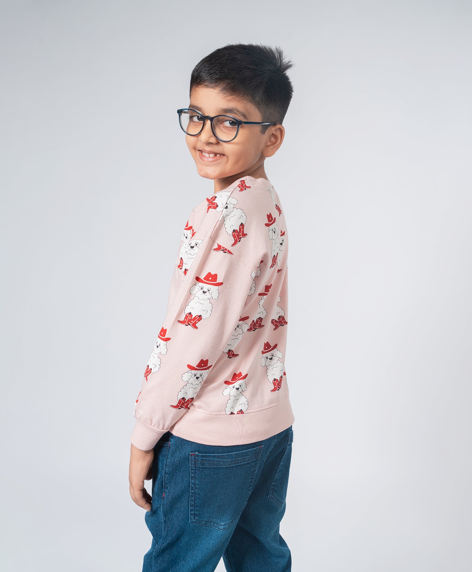 Kids Bichon Dog Print Full Sleeves Oversized Sweatshirt