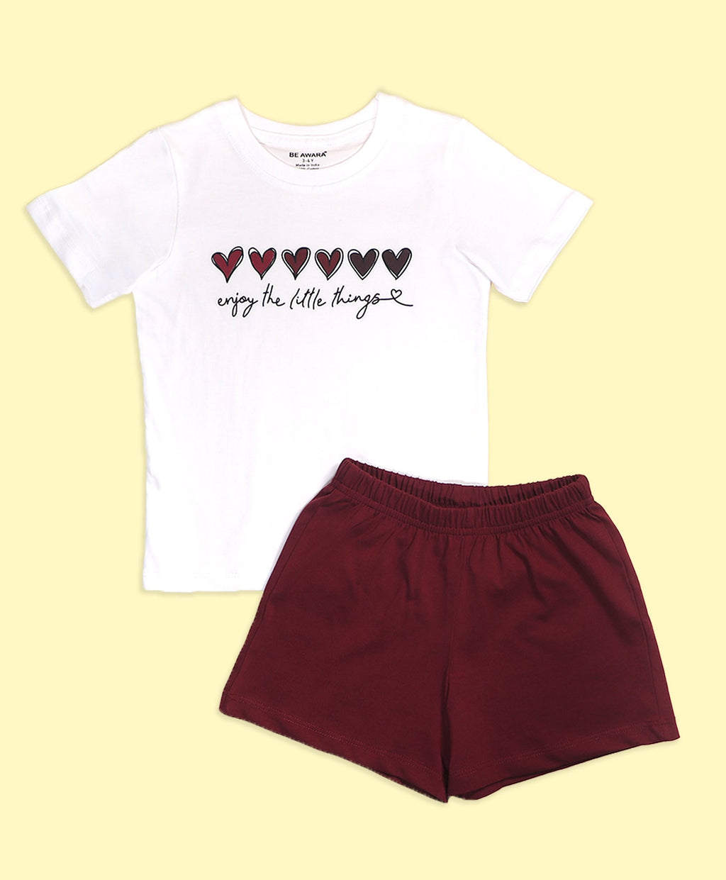 Girls Enjoy Little Things Graphic Print T-Shirt & Shorts Set