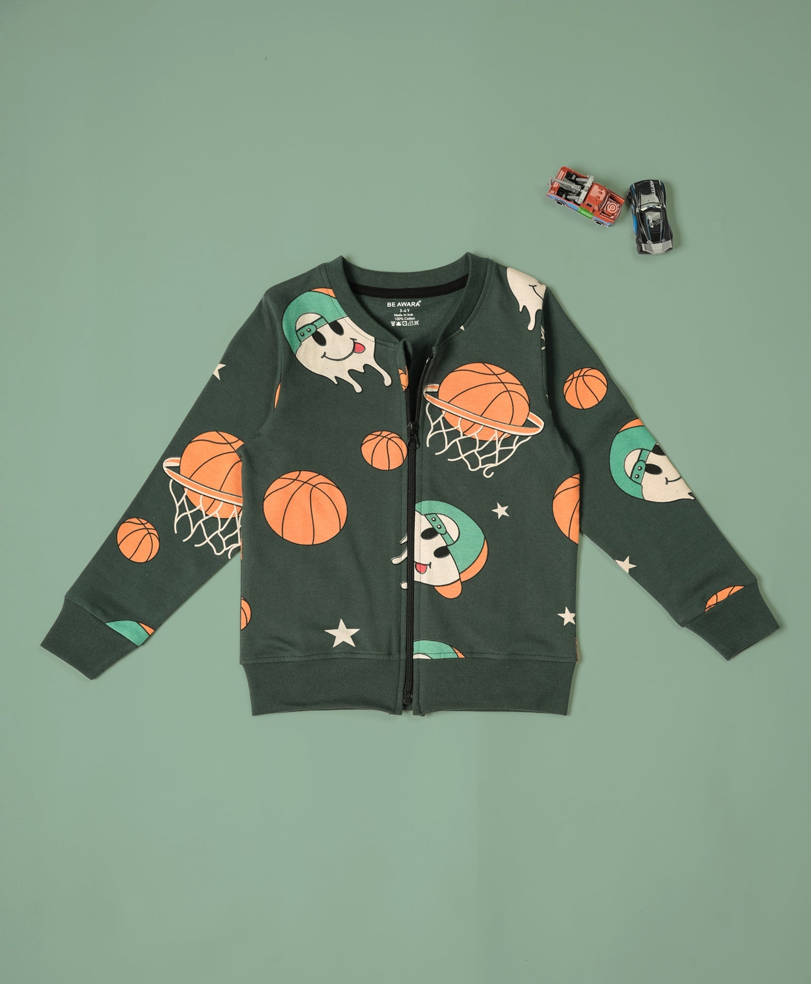 Kids Basketball Print Bomber Jacket