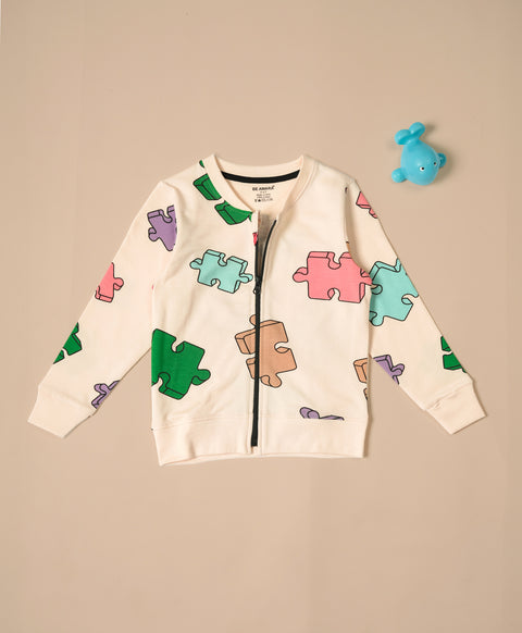 Kids Puzzle Print Bomber Jacket