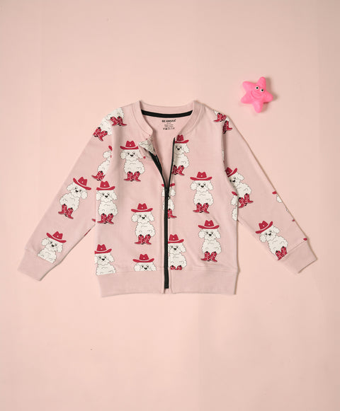 Kids Bichon Dog Print Bomber Jacket