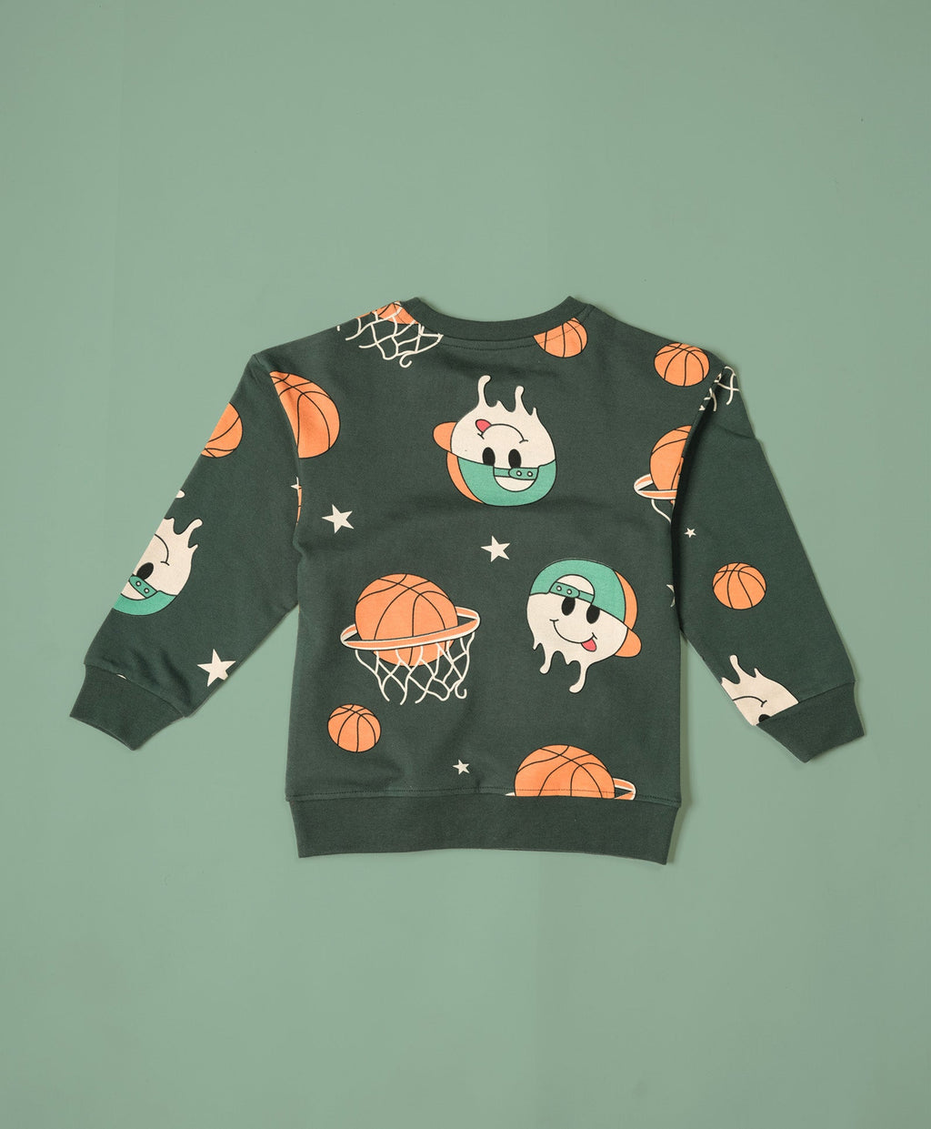 Kids Basketball Print Full Sleeves Oversized Sweatshirt