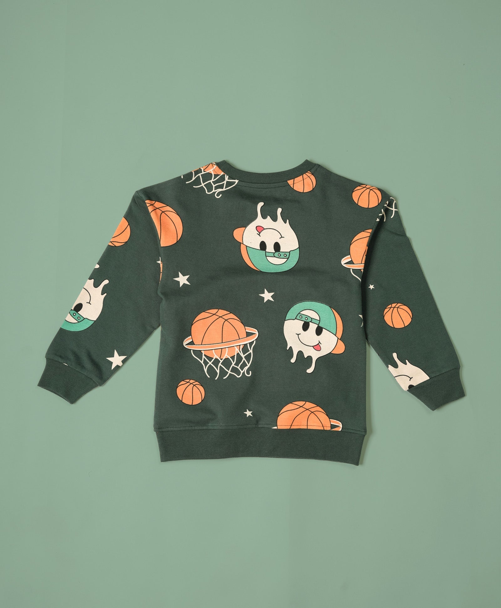 Kids Basketball Print Full Sleeves Oversized Sweatshirt