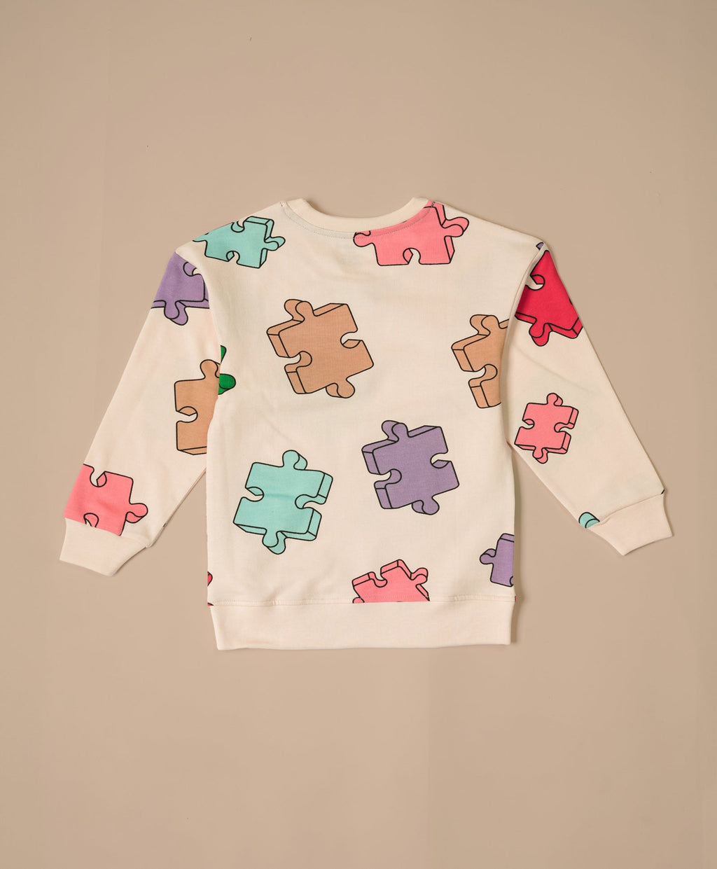 Kids Puzzle Print Full Sleeves Oversized Sweatshirt