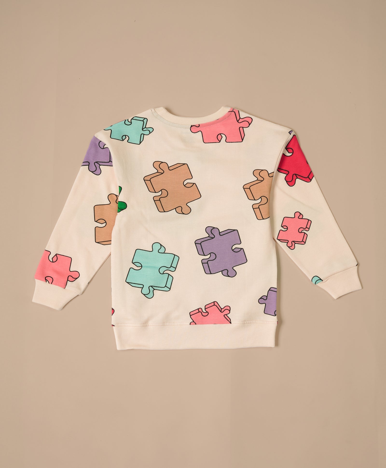 Kids Puzzle Print Full Sleeves Oversized Sweatshirt