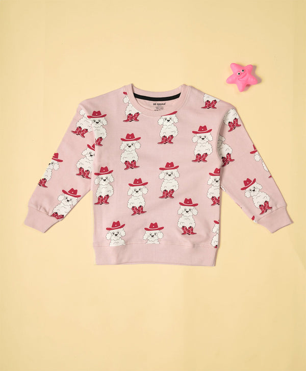 Kids Bichon Dog Print Full Sleeves Oversized Sweatshirt