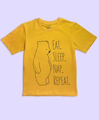 Kids Eat Sleep Repeat Graphic Print Oversized Half Sleeves T-Shirt