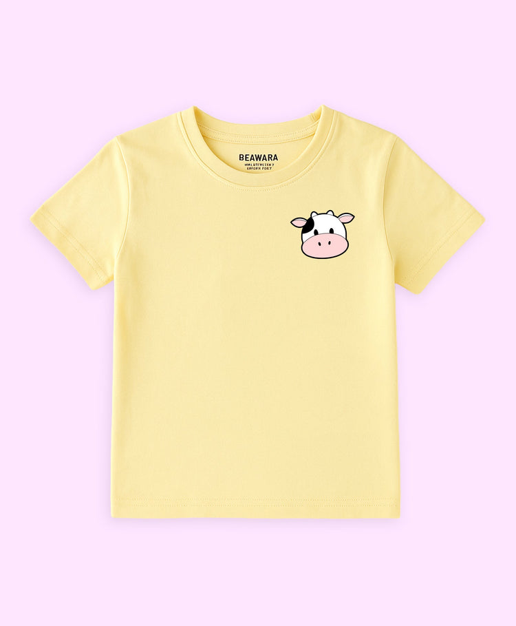 Kids Unisex Holy Cow Graphic Print Oversized Half Sleeves T-Shirt