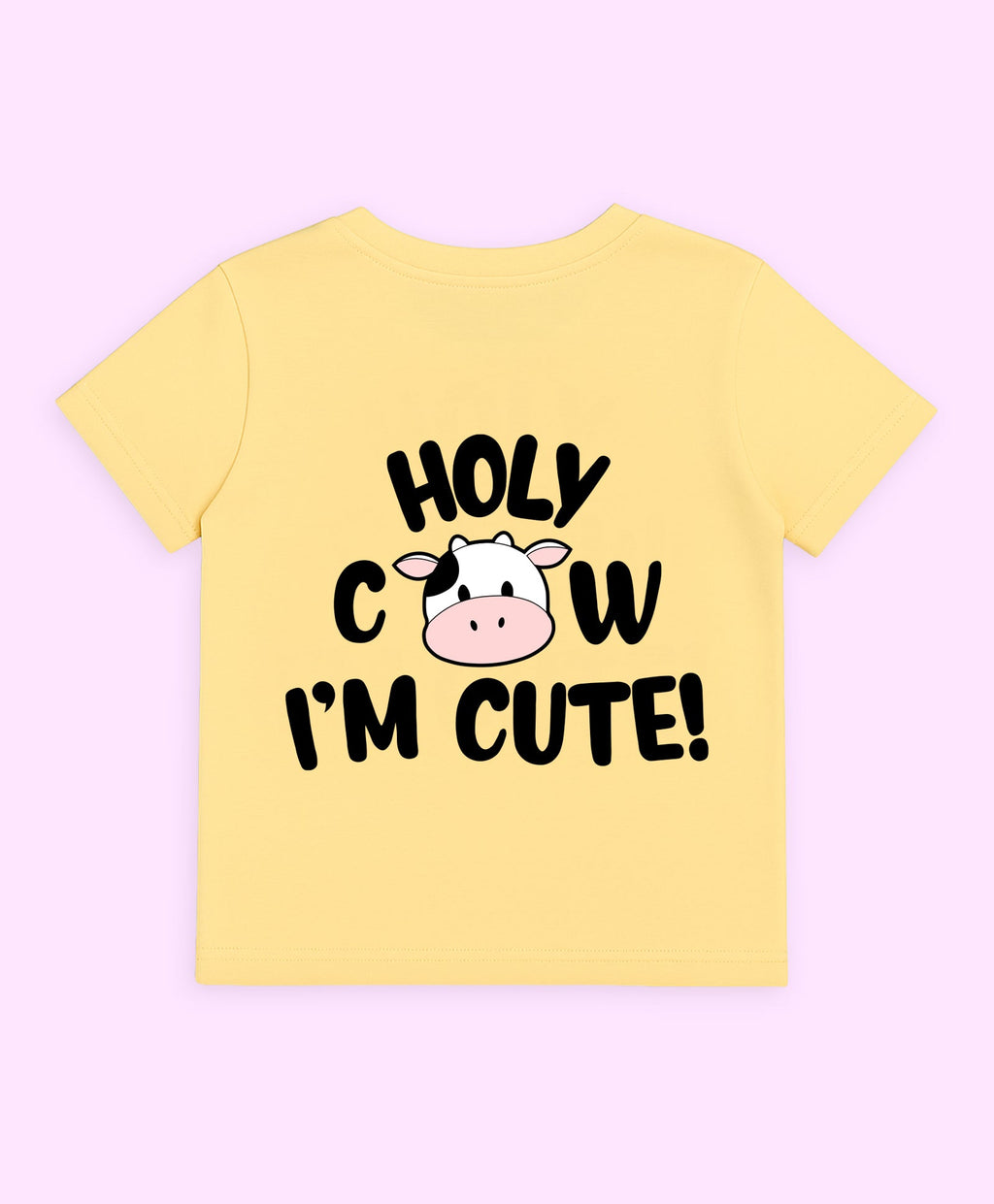 Kids Unisex Holy Cow Graphic Print Oversized Half Sleeves T-Shirt