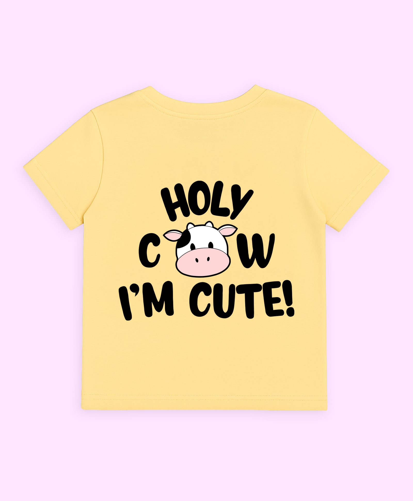 Kids Unisex Holy Cow Graphic Print Oversized Half Sleeves T-Shirt