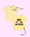 Kids Unisex Holy Cow Graphic Print Oversized Half Sleeves T-Shirt