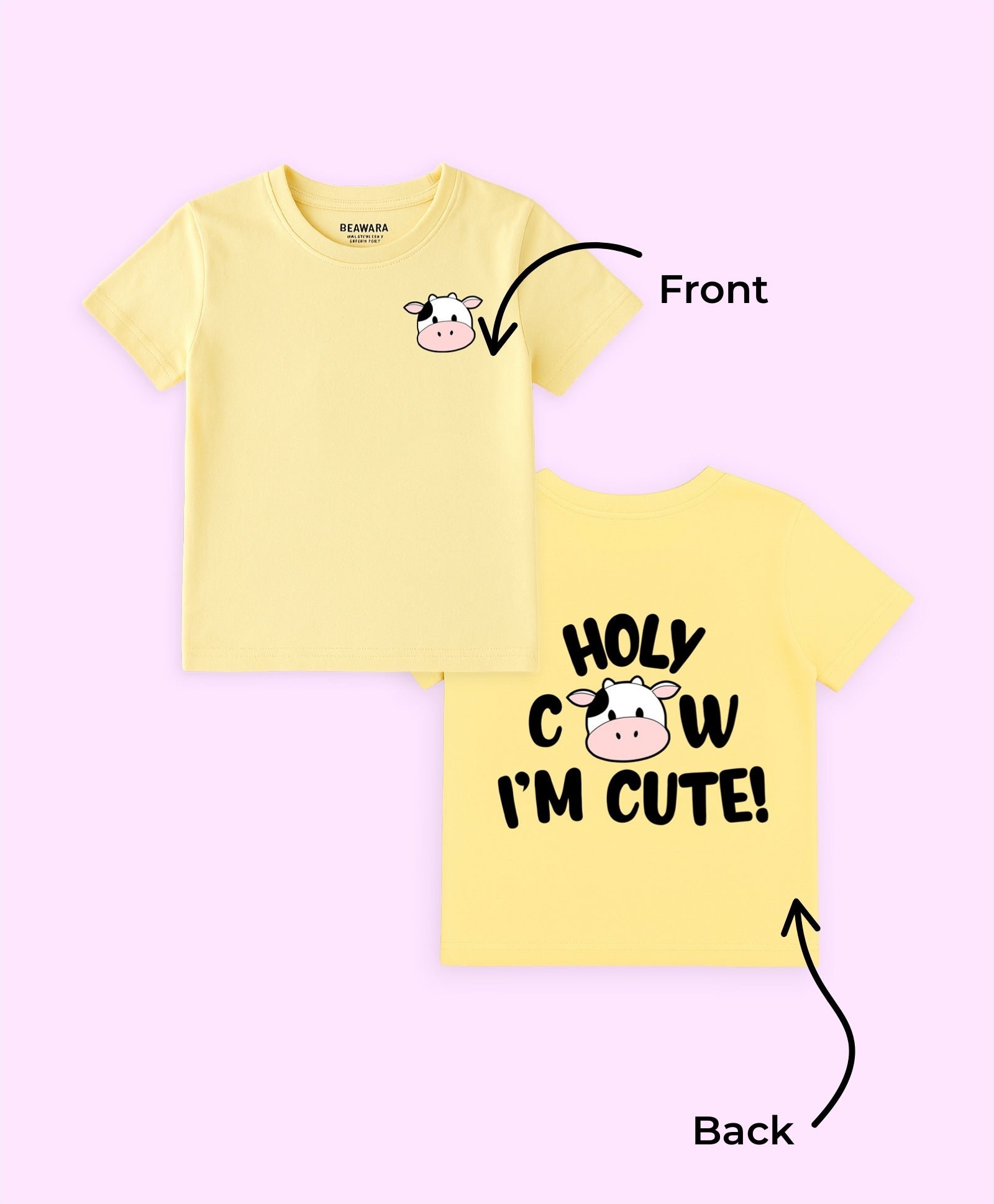 Kids Unisex Holy Cow Graphic Print Oversized Half Sleeves T-Shirt