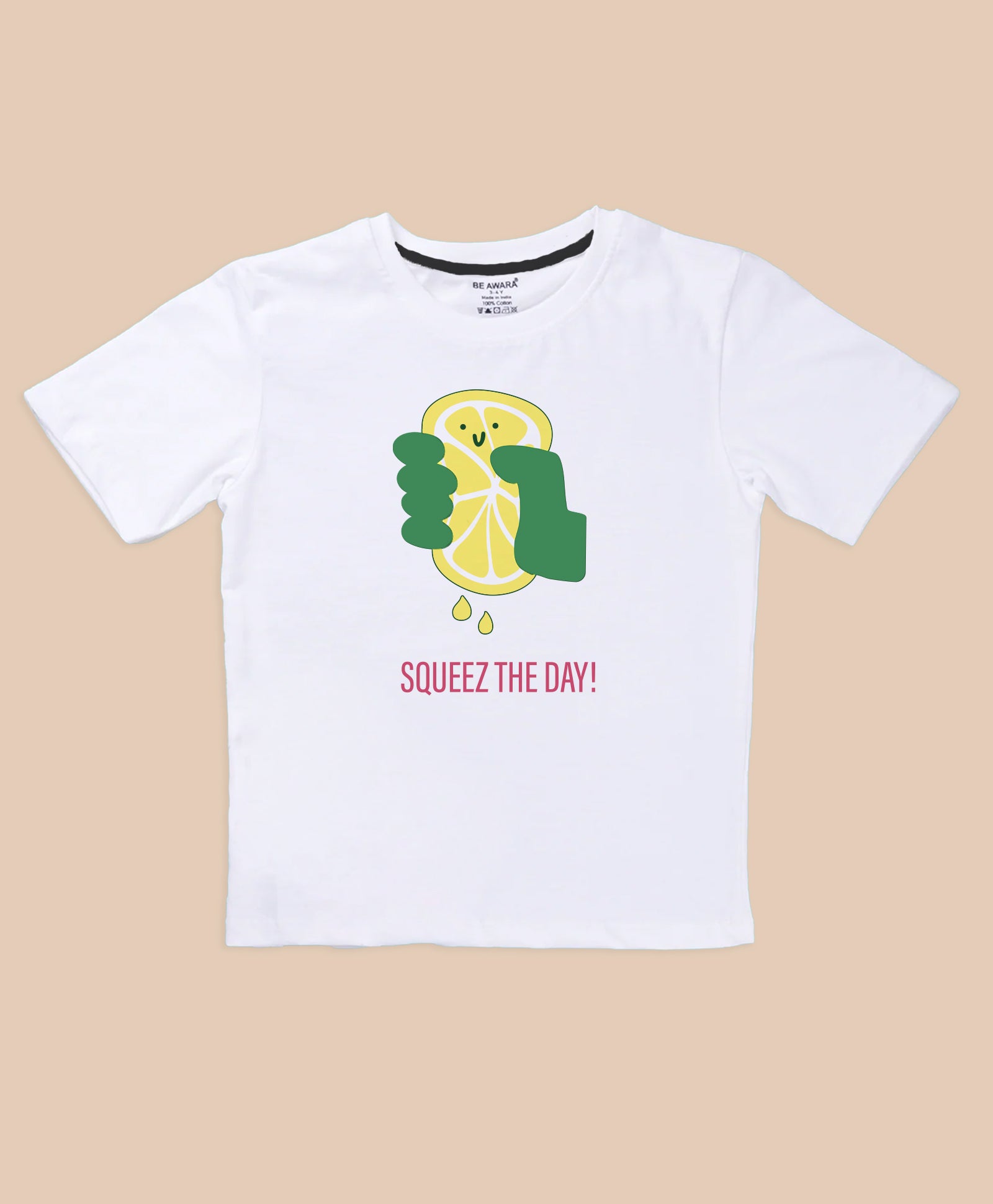 Kids Lemonade Back Print Half Sleeves Oversized T-shirt