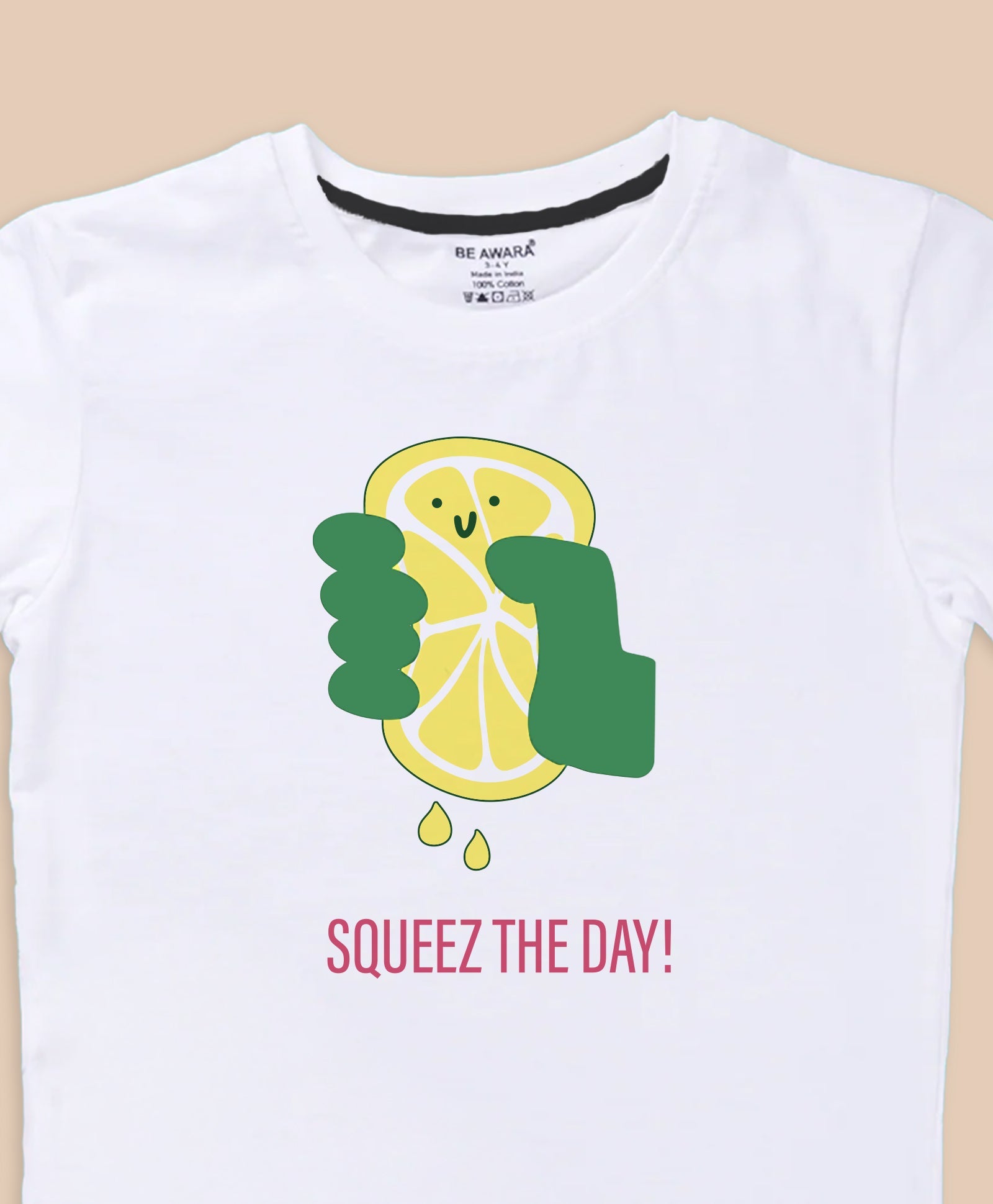 Kids Lemonade Back Print Half Sleeves Oversized T-shirt