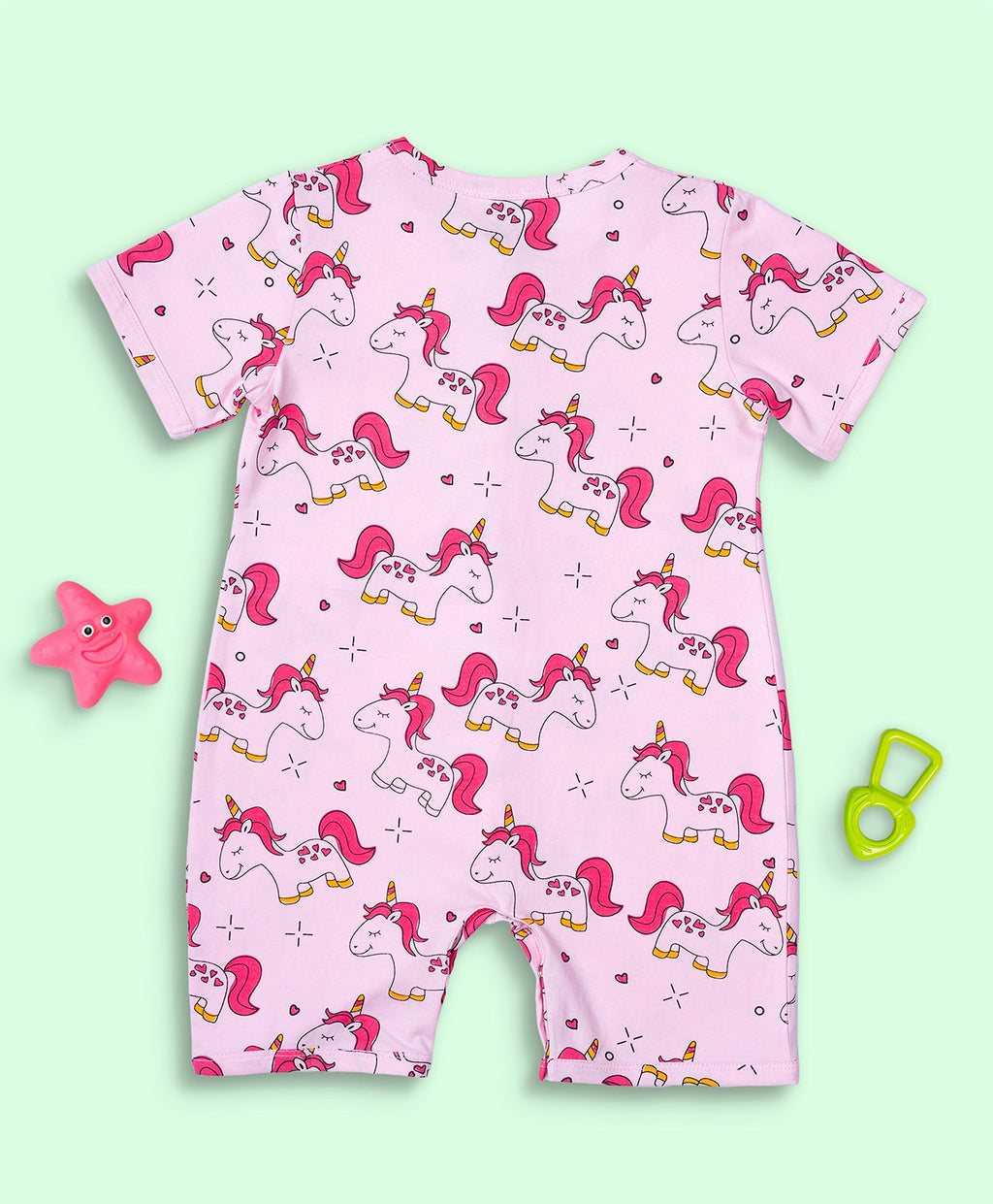 Kids Unicorn Pattern Half Sleeves Romper