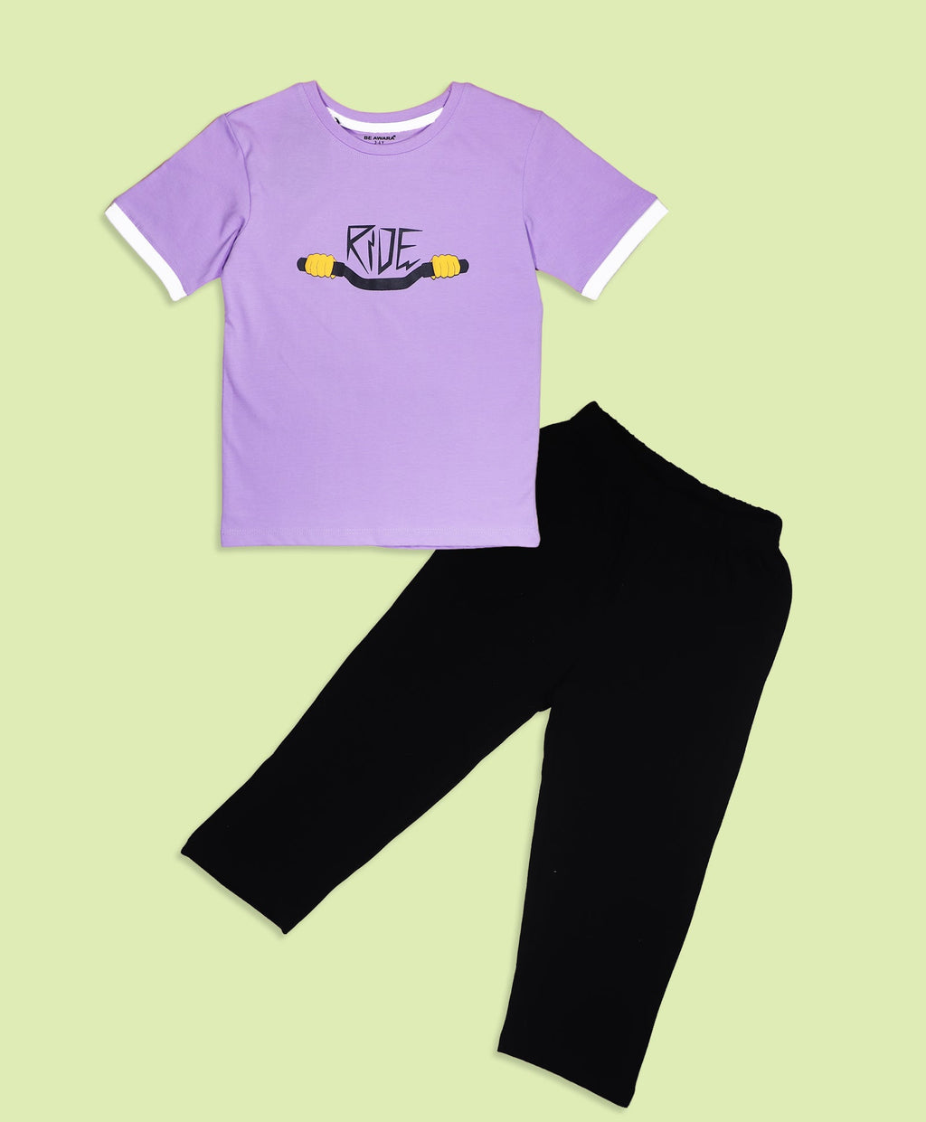Kids Scooter Print Half Sleeves T-Shirt & Lounge Pants Set