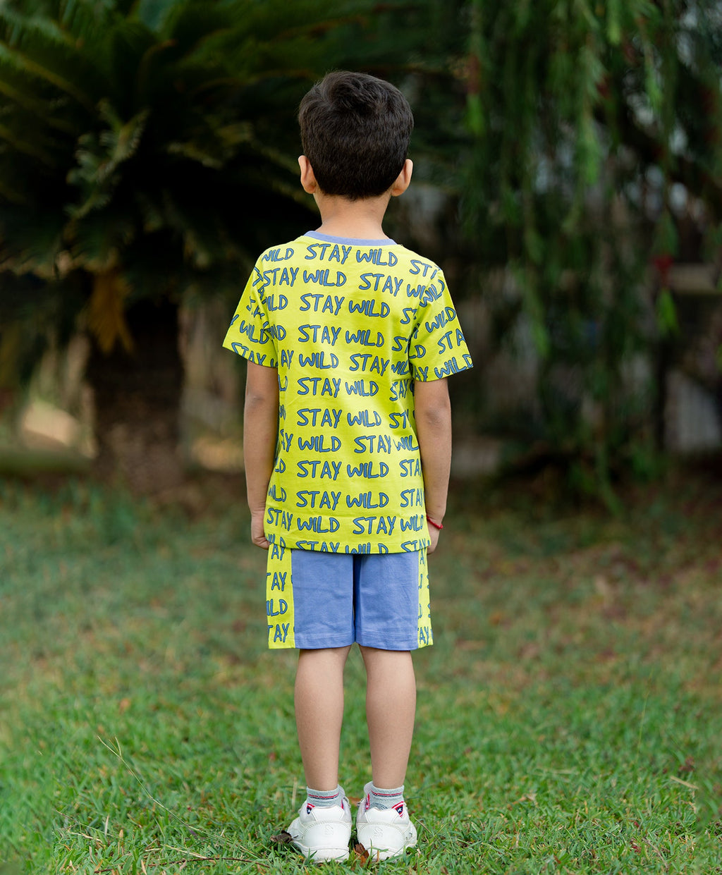 Stay Wild Pattern Half Sleeves T-Shirt & Shorts Set