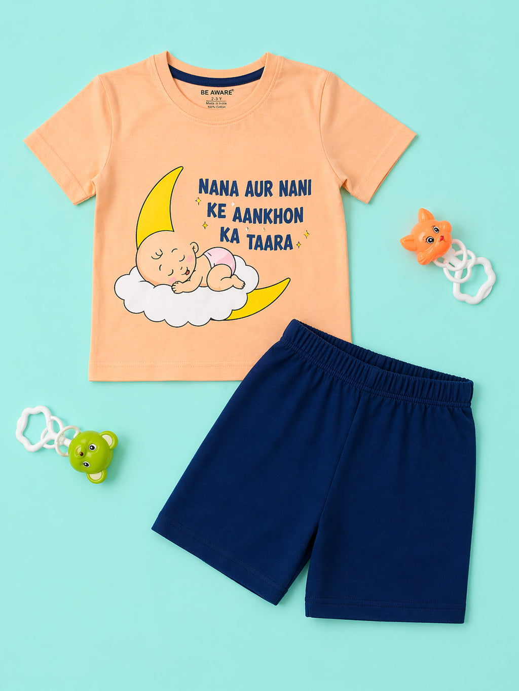 Kids Unisex Nana & Nani Graphic Print T-Shirt & Shorts Set