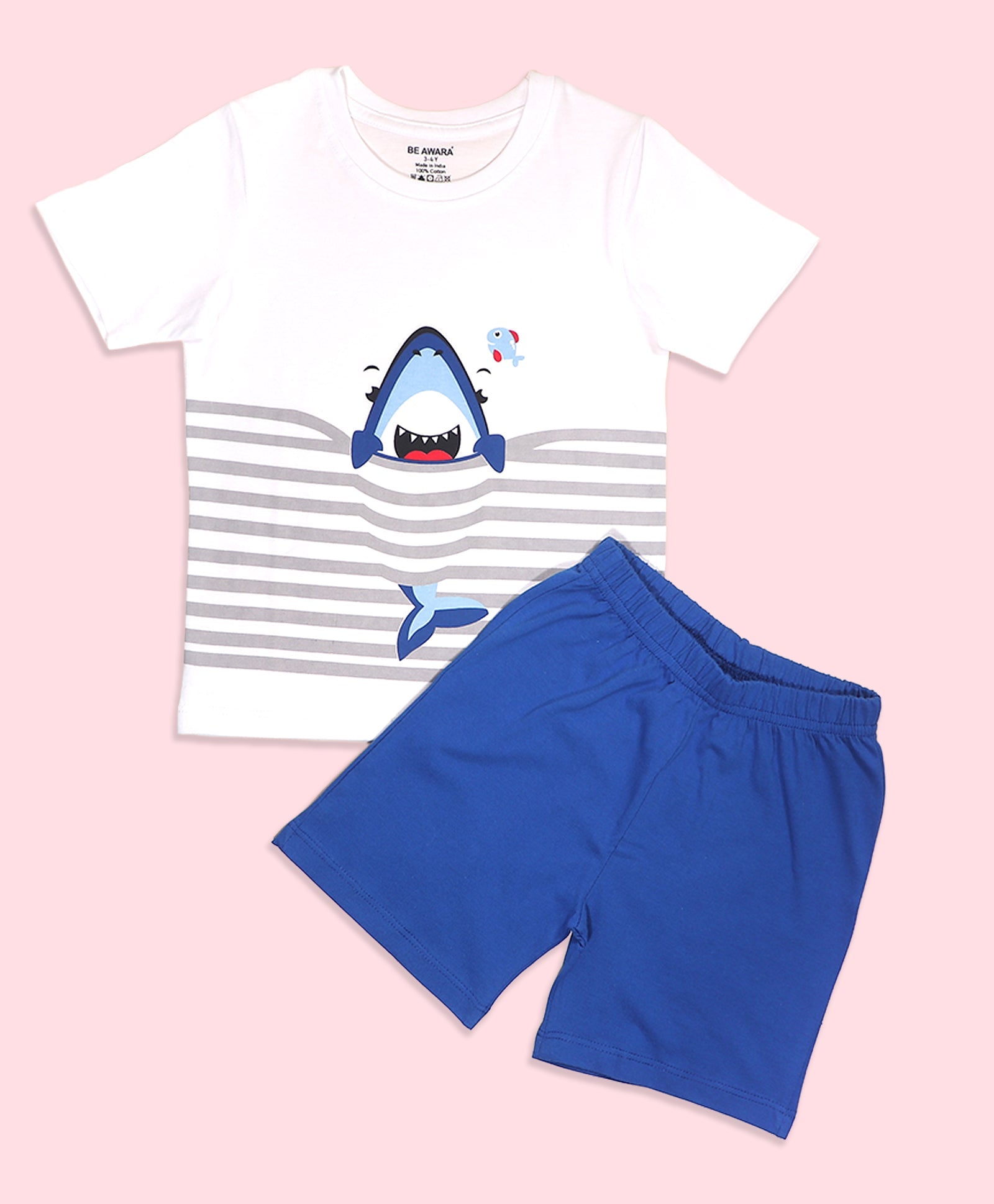 Kids Wave Stalker Graphic Print Half Sleeve T-Shirt & Shorts Set