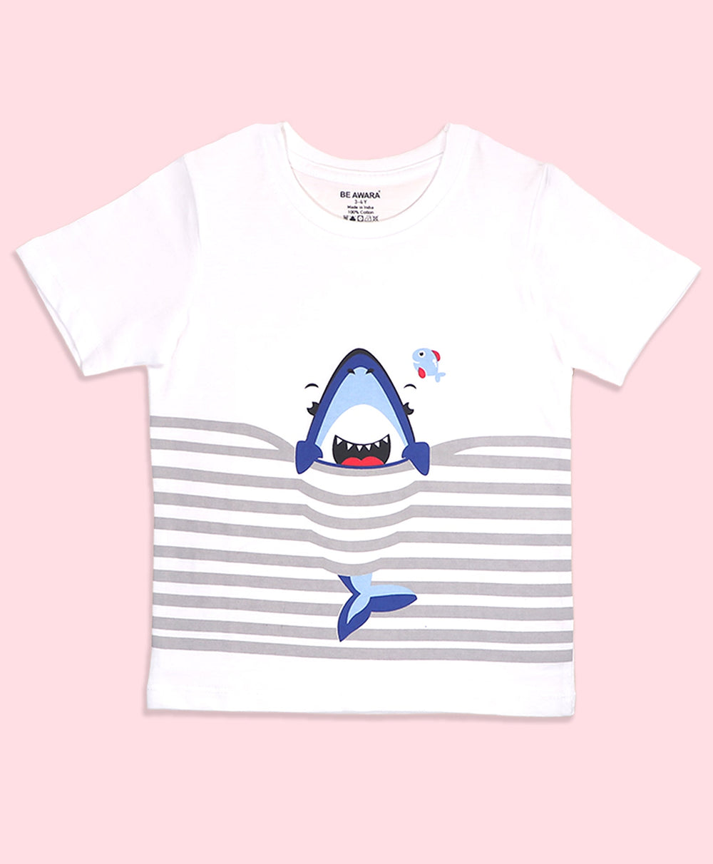 Kids Wave Stalker Graphic Print Half Sleeve T-Shirt & Shorts Set