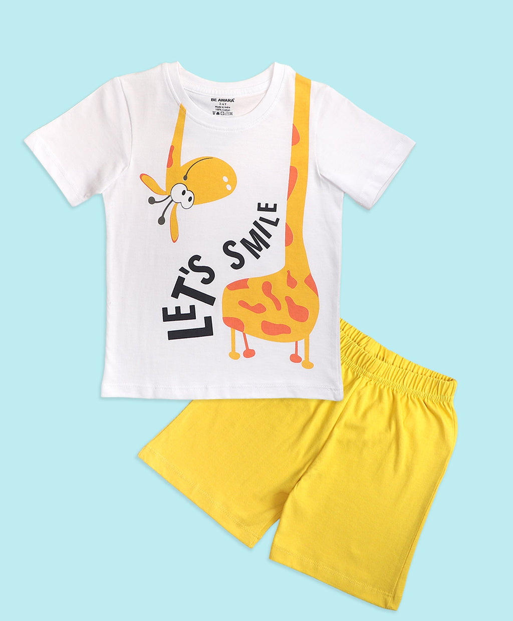 Kids Let’s Smile Graphic Print Half Sleeves T-Shirt & Shorts Set