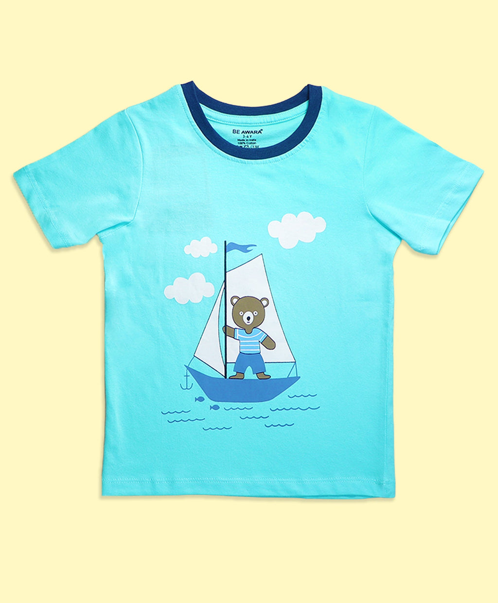 Kids Tiny Captain Graphic Print Half Sleeves T-Shirt & Shorts Set