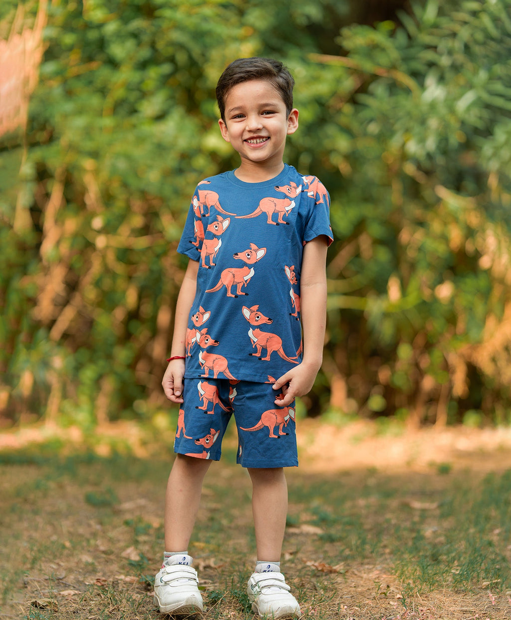 Kangaroo Pattern Half Sleeves T-Shirt & Shorts Set