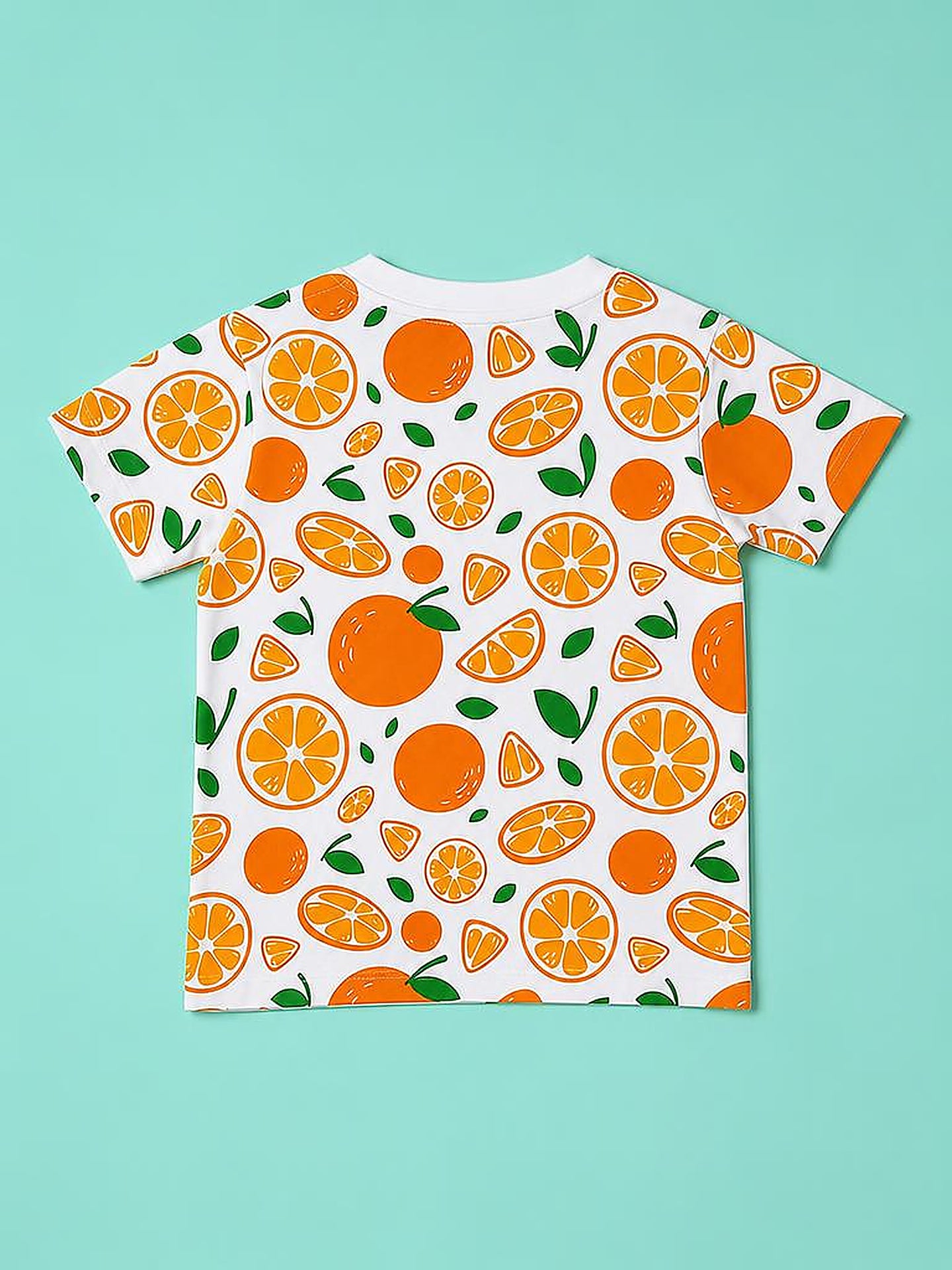 Orange Pattern T-Shirt & Shorts Set